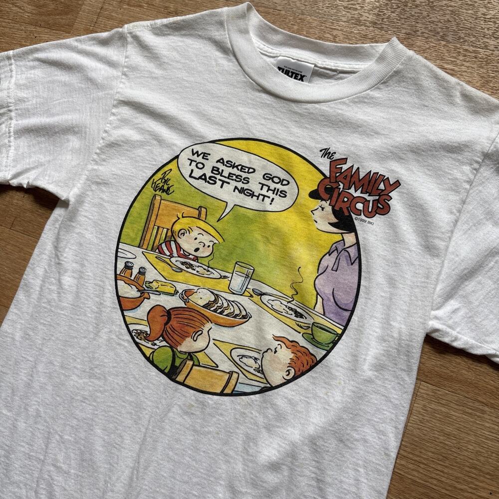 Vintage 90s The Family Circus T Shirt Billy White God Bless This Last Night S